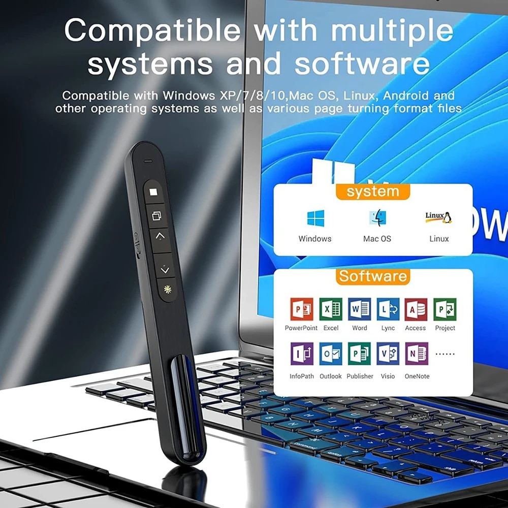Laser Pointer Presenter - リモコン多機能フリップペン充電レーザーペン視力教育デモンストレーションビジネス PPT スピーチ赤色光