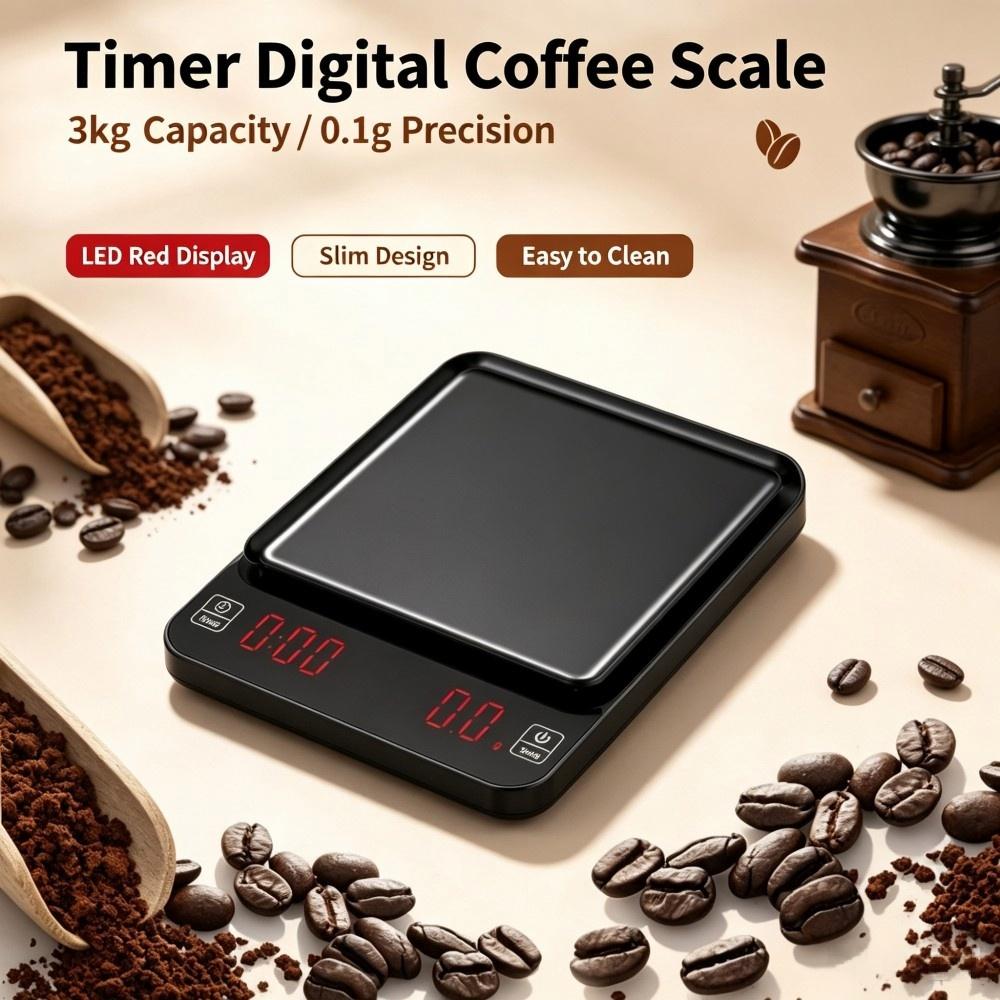 Electronics & Tech Gadgets - 3kg/0.1g高精度デジタルコーヒースケール、LEDポータブルキッチンスケール、ベーキングや家庭料理用電子計量器 ﻿ ﻿