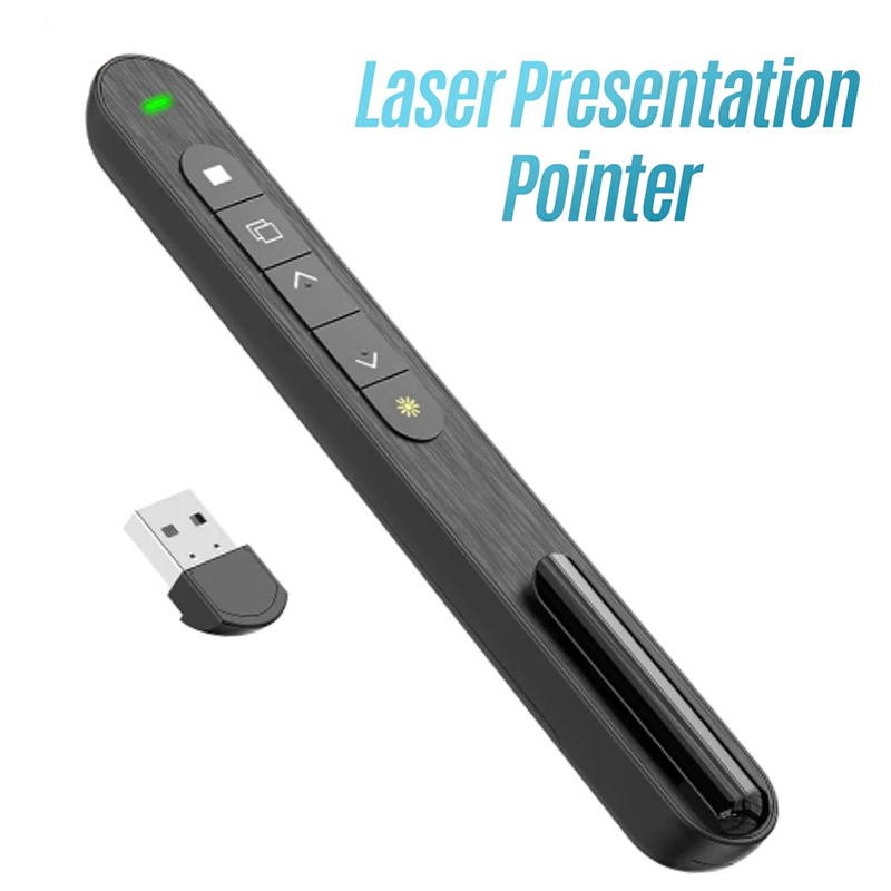Laser Pointer Presenter - ワイヤレスプレゼンター 赤色レーザーページめくりペン 2.4GHz 音量リモコン PPTプレゼンテーション USB