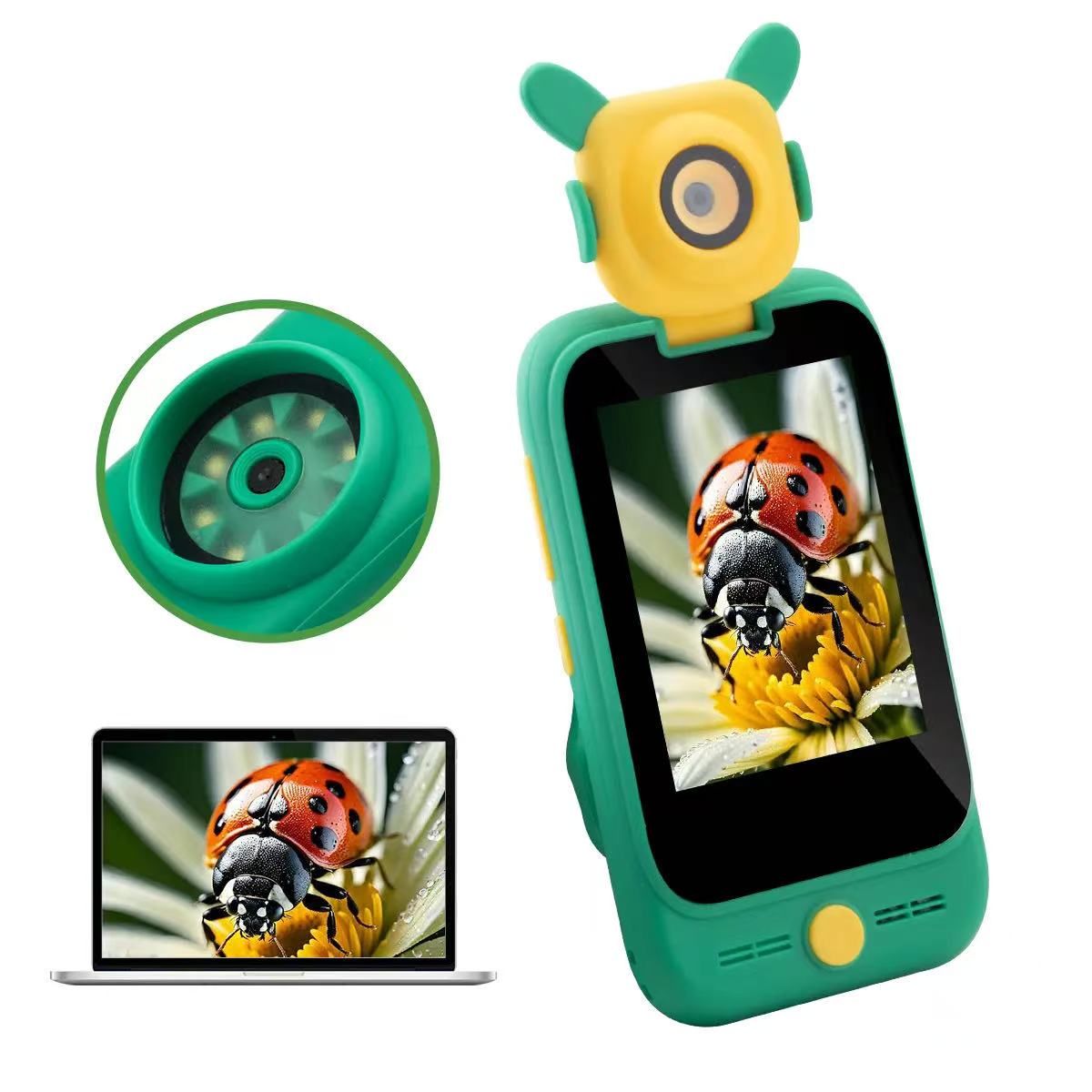 Electronics & Tech Gadgets - 4歳から6歳の子供に適した教育用カメラフォン玩具で、回転式高解像度カメラと電子メモリを搭載しています。